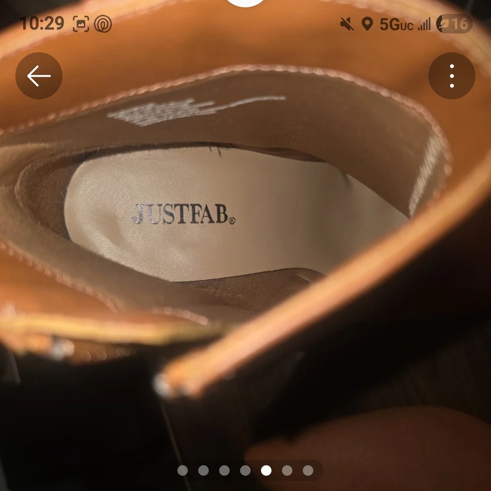 JustFab Cognac Pointed-Toe Ankle Booties - Picture 5 of 7